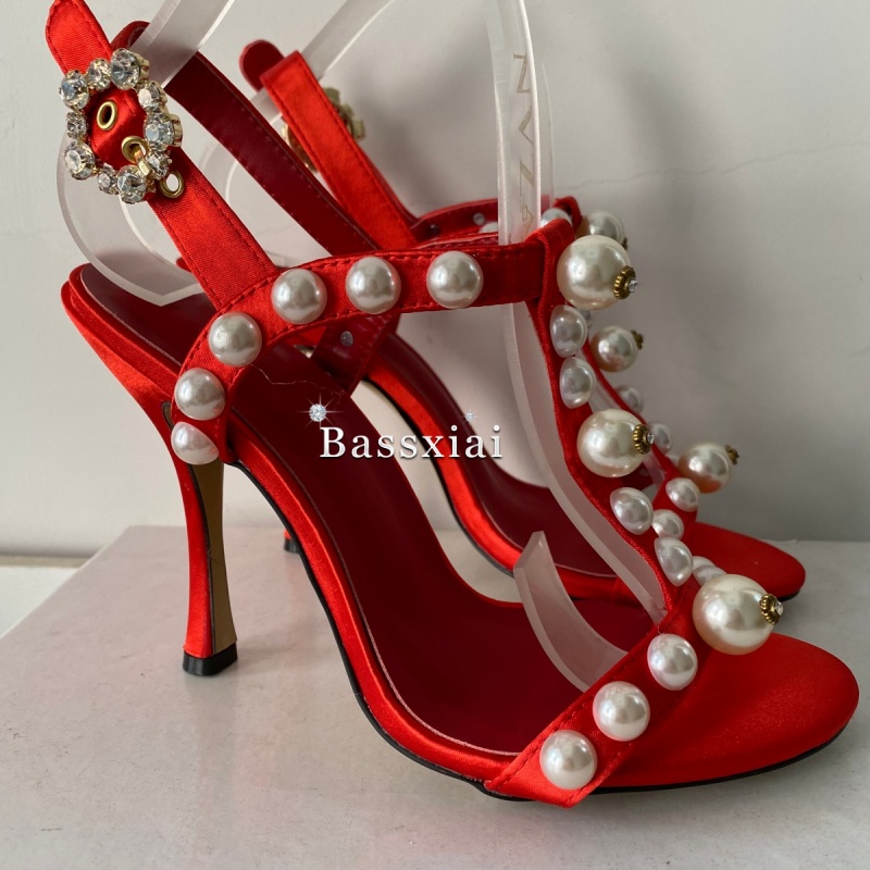 Pearl Bead Decor T-Strap Stile - đánh giá và giá Sandal Strappy Heeled