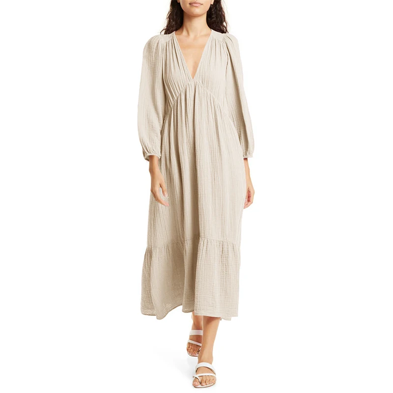 Muslin 100% Cotton Long Sleeve - đánh giá và giá Linen Dress Wrap