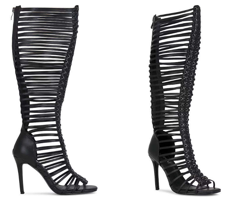 Women Black Caged Strappy Stil - đánh giá và giá Sandal Strappy Heeled
