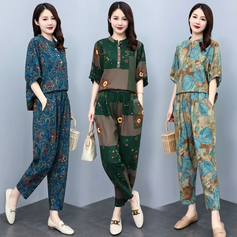 Middle Aged Mother Summer Suit - đánh giá và giá Linen Pant Wide