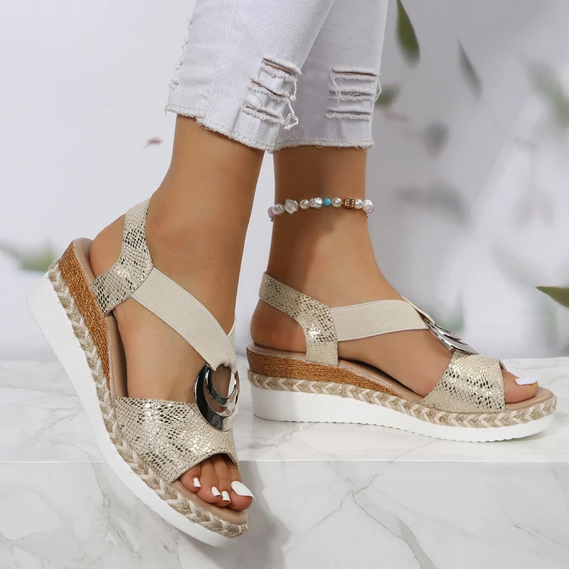 Metal Buckle Wedge Sandals for - đánh giá và giá Wedge Espadrille Women
