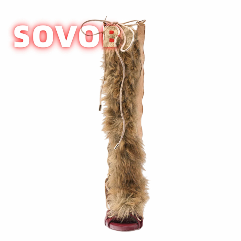 Retro Women's Faux Fur Strappy - đánh giá và giá Sandal Strappy Heeled