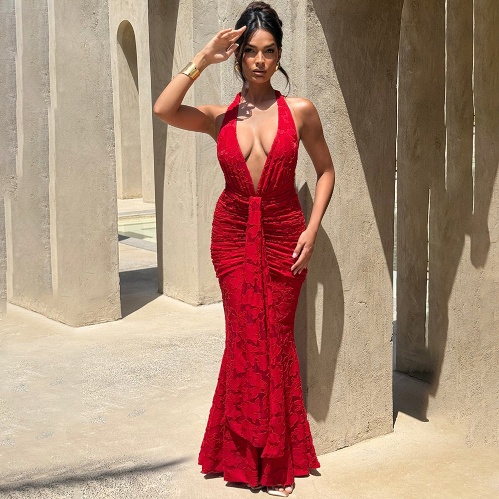 Sexy Deep V Backless Wrap arou - đánh giá và giá Linen Dress Wrap