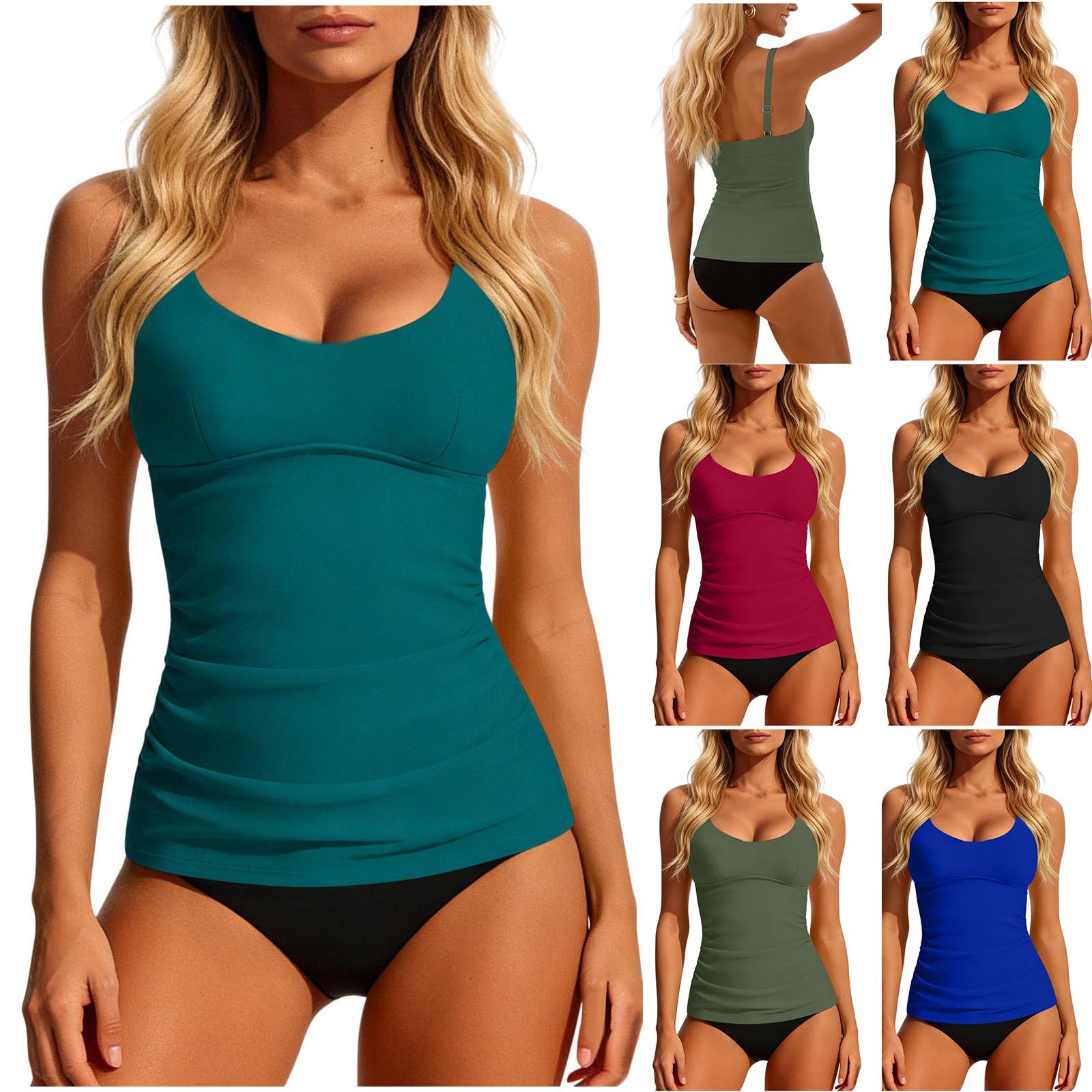 Women's 2026 Tankini Teal Scoo - đánh giá và giá Swimsuit Bikini Ruched
