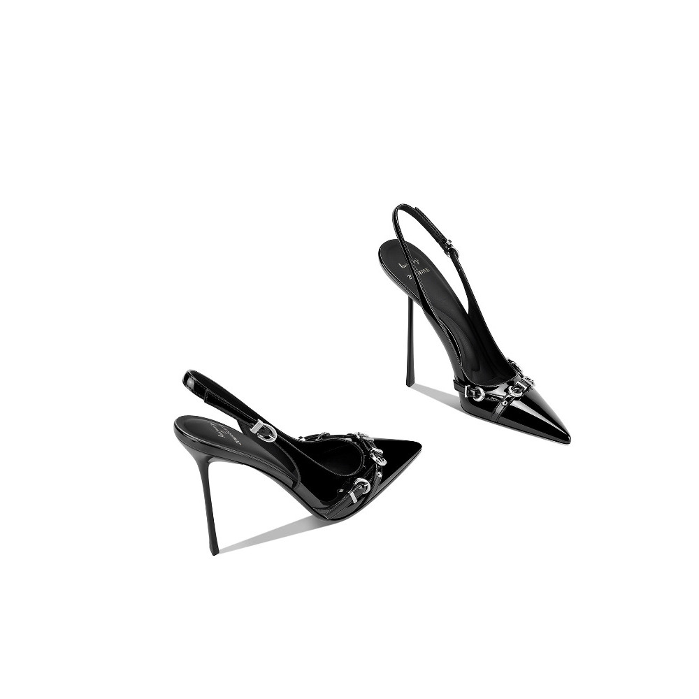 Fashionable Black Pointed Toe  - đánh giá và giá Sandal Strappy Heeled